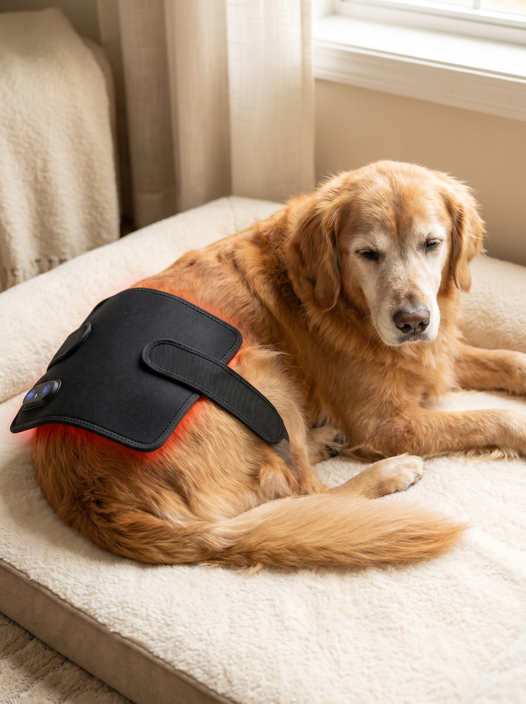 Wagdo Wrap on a senior Golden Retriever napping — hero (3:4)