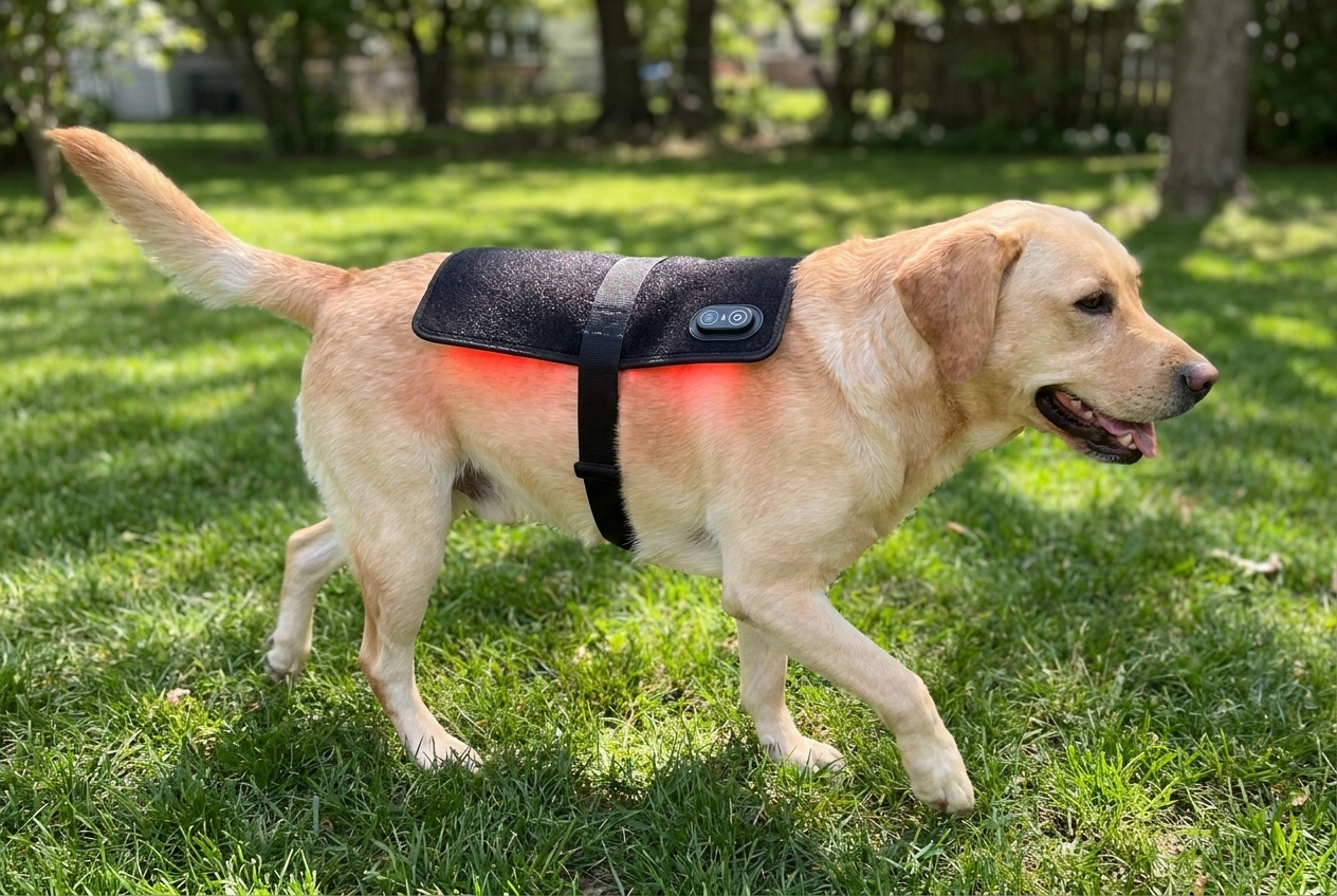 Dog using the Wagspry belt